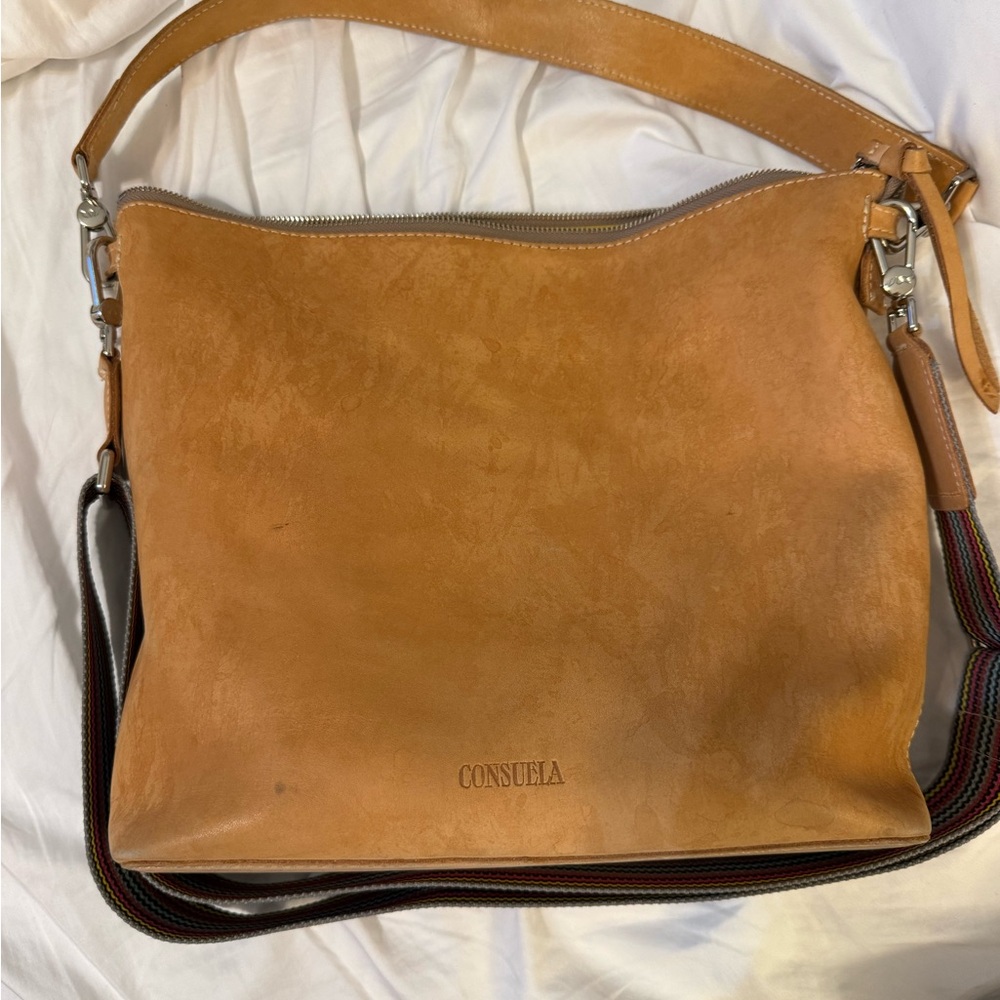 Consuela Tan Leather Crossbody Bag